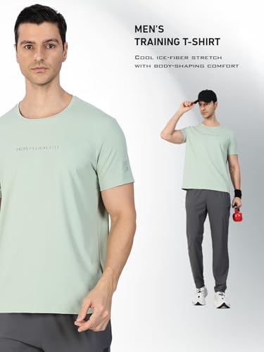 Image of XTEP Men's Ice-Cooling Running T-Shirt | Anti-UV, Quick-Dry, Antibacterial, Polar-Ice Fiber | Activewear for Gym & Running