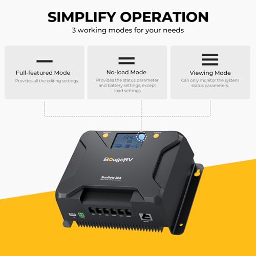 Image of BougeRV MPPT Solar Charge Controller 30A, w / Low-Temp Cut-Off, APP Control, Backlit LCD, 30 Amp Solar Panel Regulator 12V /24V for LiFePO4, SLD, Gel, FLD, AGM Battery, RV, Marine, Upgraded