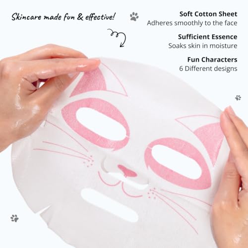 Epielle Character Face Mask Wave & Wild 12 Pack, Fun & Effective Korean Skin Care, Spa Party Favors, Stocking Stuffers, Birthday Gifts for Women, Self Care Gifts