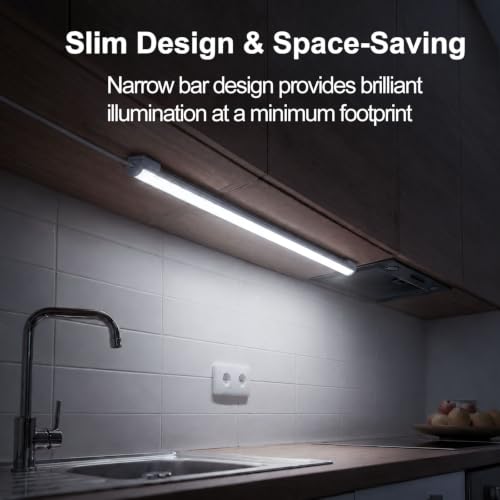 Image of Hoteon Under Cabinet Light, 40cm /16inch USB Batten Light with 3 Color Modes | 3000K /4000K /6000K Color Temprature Adjustable, 10 Brightness Levels, LED Tube Light for Wardrobe, Cabinet, Bookshelf, Desk