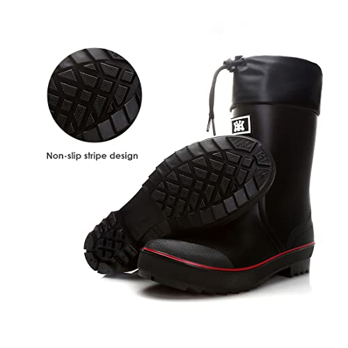 Rain Boots For Men, Waterproof Pvc Rubber Boots Mens Garden Boots, Comfort Mid-Calf Lightweight Adjustable Raining Shoes, Elastic Chelsea Ankle Rain Boots Fishing Shoes For Yard Farm Outdoor Work #TOP3