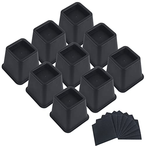 Dedu Bed Risers 4 Inch Heavy Duty 9 Pack, Furniture Risers For Sofas Oversized, Couch Risers With Non-Slip Pad Supports Up To 2200 Lbs For Bed, Desk, Chair (Black) #TOP8