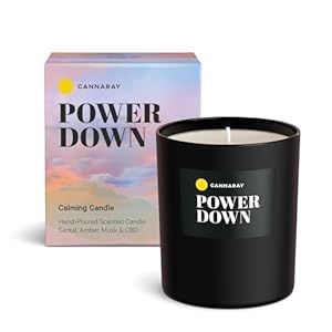 Cannaray Power Down CBD Candle 198mg CBD – Fragranced with Creamy Sandalwood, Rich Amber and Velvety Musk – 200g
