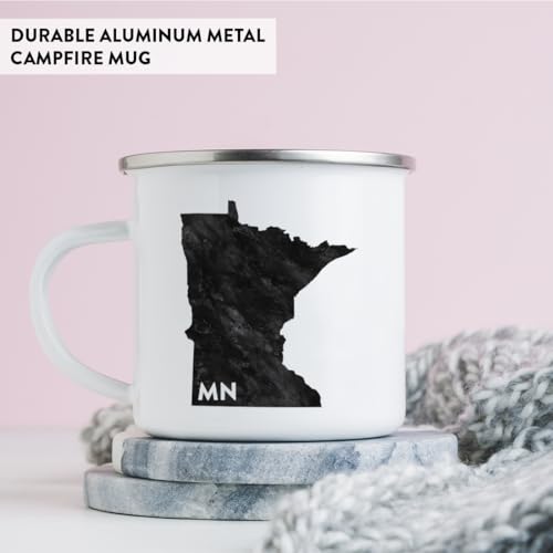 Andaz Press 11Oz. Us State Stainless Steel Campfire Coffee Mug Gift, Modern Black Grunge Abbreviation, Minnesota, 1-Pack, Metal Enamel Camping Camp Cup Christmas Minnesota Mug Minnesota Coffee Mug by Andaz Press - Image 9