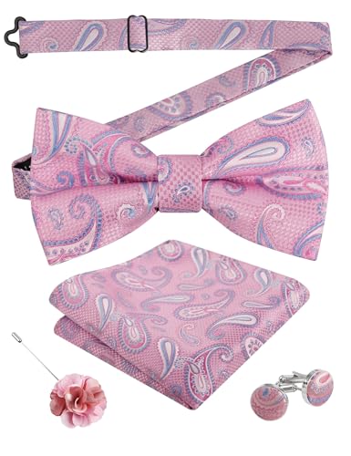 Image of Alizeal Mens 4pcs Vintage Paisley Bow Tie Set