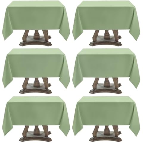 Aocoz 52x52 Inch Sage Green Polyester Tablecloth 6-Pack Cover
