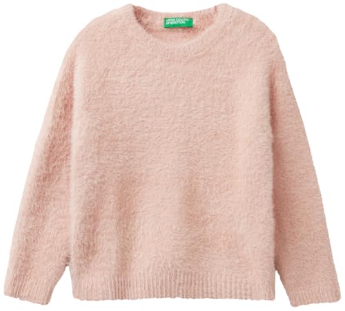 Pull Benetton fille col rond manches longues gris en maille