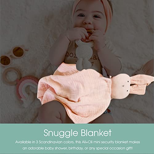 Image of Ali+Oli Cuddle Bunny Security Blanket - Soft & Breathable Muslin, Plush Baby Blanket for Girls & Boys, Pre-Washed Cotton, Bunny Theme (Pink)