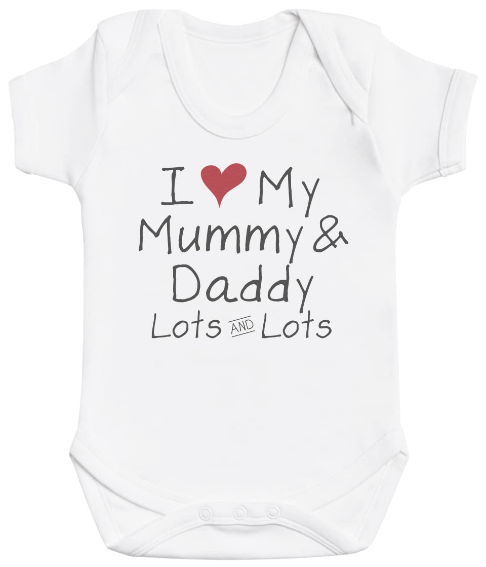 Baby Bunny Men's White I Love Mummy & Daddy Lots Baby Gift, Baby Boy Bodysuit, Baby Girl Bodysuit - Newborn