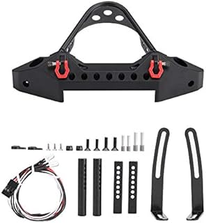 Zouminy Rc Car Metal Front Bumper with 2 Led Lights for Traxxas 1/10 Scale Crawler
