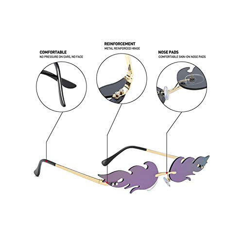 Fire Flame Sunglasses Rimless Wave Glasses Fire Shape Eyewear for Party4