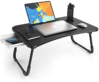 Folding Laptop Desk Multi-Function Elekin Laptop Bed Table Stand with Storage Drawer Cup