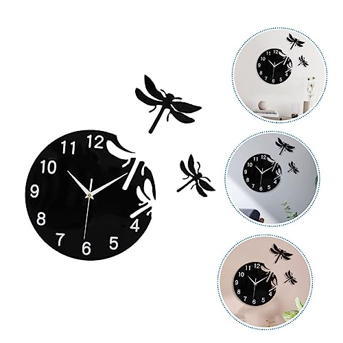 Horloge murale de salon silencieuse Cabilock en acrylique noir 3D design - 7