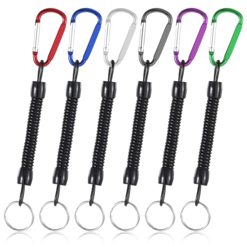 Skrfren 6 pcs Fishing Lanyards, Heavy Duty Retractable Wire Key