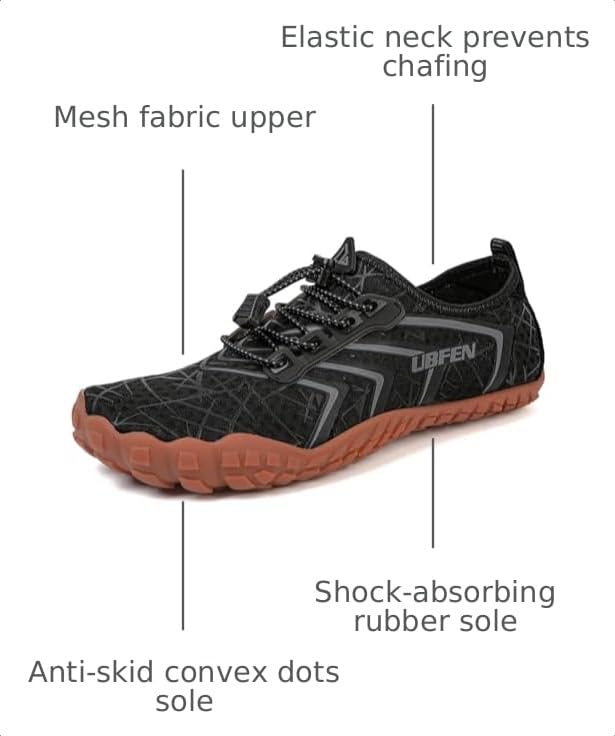 Image of UBFEN Water Shoes for Men Women Quick Dry Swim Aqua Socks | Lightweight Barefoot-style Fit, Rubber Sole, Hiking, Fishing, Kayaking, Beach, Pool, Boating, Diving And Water-to-land Wear