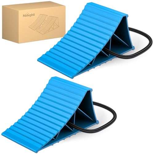 Nilight Wheel Chocks, Heavy Duty Wheel Stopper for Car, Truck, RV, Trailer, Caravan, Motorcycle, 8.7' x 4.8' x 4.2', 2-Pack