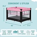 Dream On Me Zazzy Portable Playard with Bassinet in Pink, Packable and Easy Setup Baby Playard, Lightweight and Portable Playard for Baby with Mattress and Travel Bag - Image 3