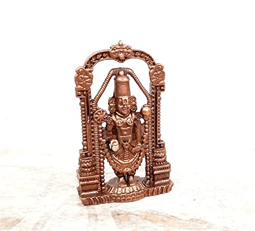 Image of Copper Idols India, 2.3 inches, Handmade Lord Balaji, 50 Grams, Patina Antique Finish, Pack of 1 Piece