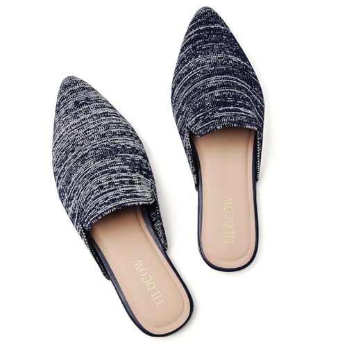 Image of Tilocow Knit Mules Office Slip on Loafers Business Casual Flats for Women