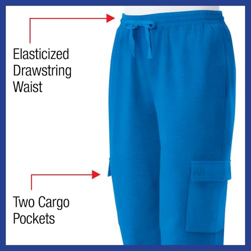 Collections Etc French Terry Knit Double Cargo Pocket Drawstring Pants3