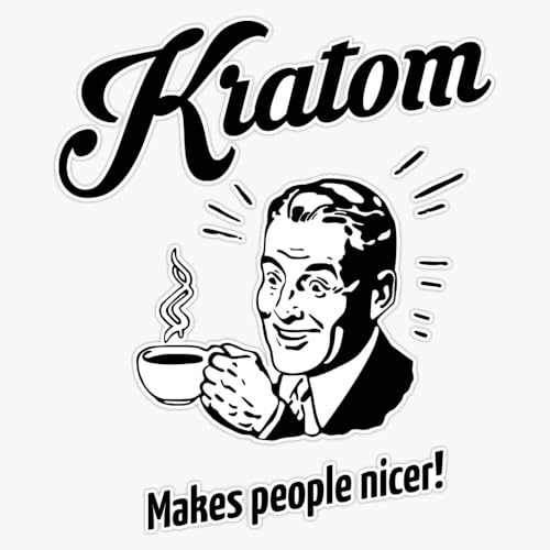 Retro Style Man Drinking Kratom Tea Window Water Bottle Bumper Sticker Decal 5"