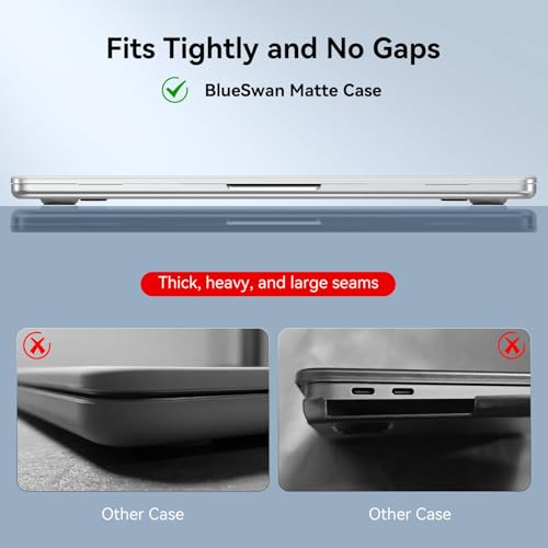 Image of BlueSwan for MacBook Air 13 inch Case M5 2026 2025-2022 M4 M3 M2 A3449 A3240 A3113 A2681, 100% Match Official Color, Scratch Resistant Mac Book Air 13.6 Hard Shell Protective Laptop Cover, Matte Clear