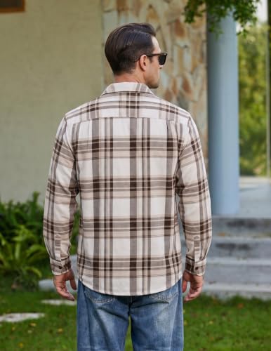 COOFANDY Mens Sherpa Lined Flannel Jacket Long Sleeve Plaid Fleece Lined Jackets Coats Outdoor Dark Brown Medium - image 6