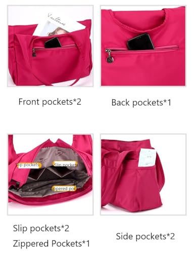 Bolso tote para mujer de nailon ligero, bolso grande con múltiples bolsillos, bolso de hombro para trabajo y viaje miniatura 6