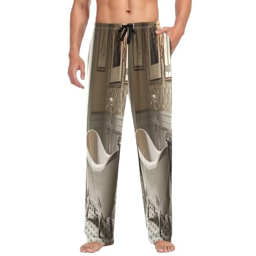 Pantalon de pyjama pour homme avec poches, bas de nuit S multicolore