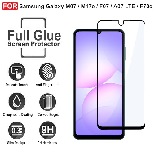 Image of CEDO Tempered Glass for Samsung Galaxy M07 / M17e / F07 / A07 LTE / F70e | Screen Protector Full HD Quality Tempered Glass Anti-Scratch Edge to Edge Coverage with Easy Installation Kit (Black)