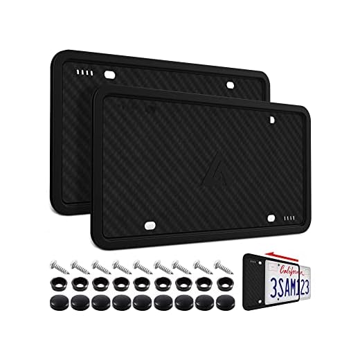 Aujen Silicone License Plate Frames,2 Pack Black Side-Opening License Bracket Holder with Easy Installation, License Plate Cover Without Obstruction.Rustproof, Rattle Proof & Weatherproof Universal