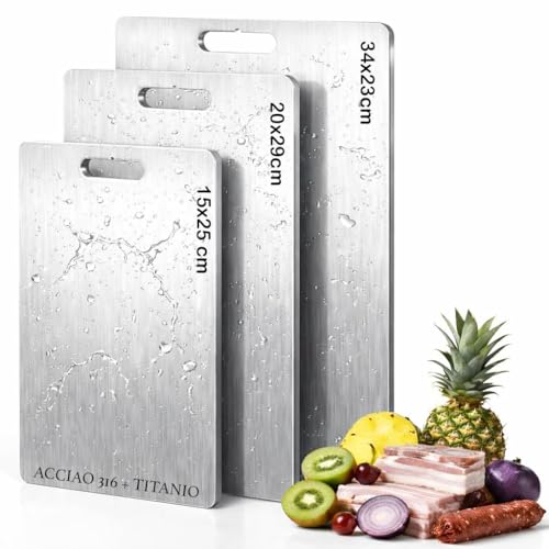 EQTECH Set di 3 Taglieri in Acciaio Inox 316 e