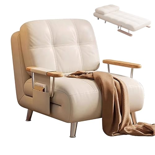 Sofá cama plegable, silla convertible con respaldo ajustable, cuero encerado, capacidad de carga de 200 kg, perfecto para espacios pequeños