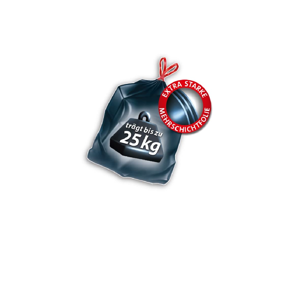 Swirl Worki na śmieci do dużych obciążeń, 60 l (3 x 12 worków), worki na śmieci z praktycznym ściągaczem, odporne na kapienie i przebicie worki na śmieci do ciężkich odpadów z domu i ogrodu