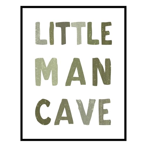 Image of Little Man Cave Sign, Boys Room Decor, Boys Nursery Wall Decor, Playroom Decor, Kids Room Green Wall Art, Toddler Room Decor, Boys Gifts (8X10 INCH-With Framed)