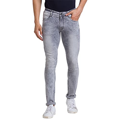 Image of Parx Men's Cotton Blend Jacquard Pattern Slim Tapered Fit Flat Front Jeans