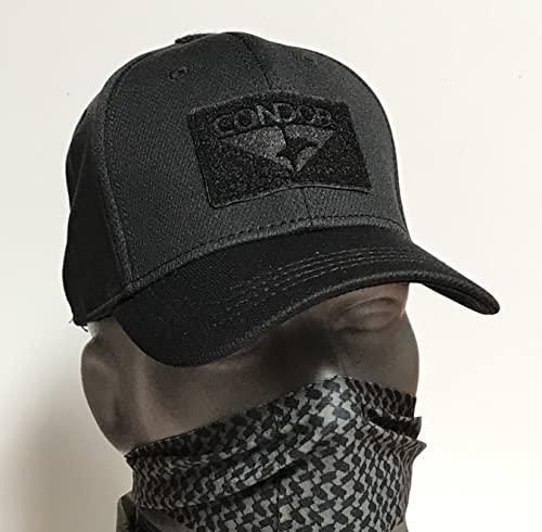 Condor Flex Tactical Cap (Black, L/Xl) Bundled With Grey Pvc Flag & Warrior Patch #TOP6