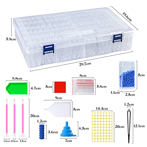Mestop 5D Diamond Painting Storage Containers Diamond Art Accessories Beads Storage Box With Funnel Plate 140Pcs Label Stickers For Seeds Diy Art Crafts (120 Grids) #TOP5