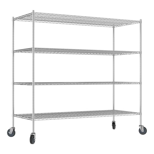 QUIET BOOK Commercial NSF Listed Chrome Mobile Wire Shelving Kit 30
