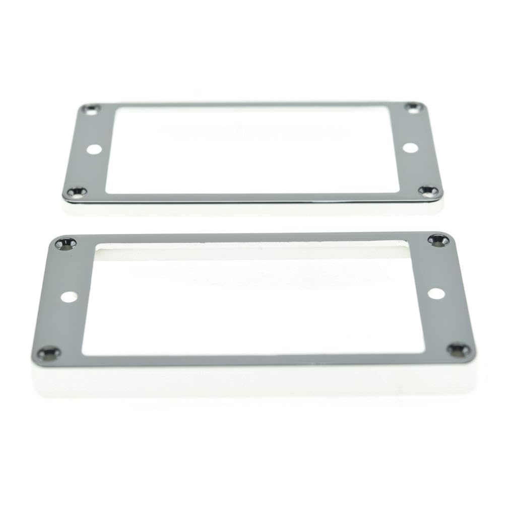 KAISH 2pcs Chrome Humbucker Pickup Ring Flat Base Bottom Frame for Epiphone LP Guitar, Chrome Plated Plastic, Flat Bottom - Image 3