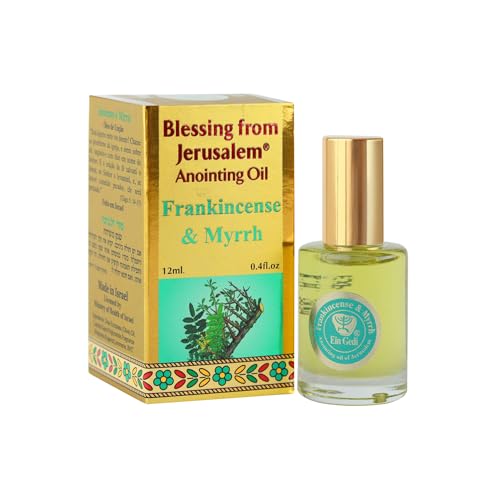 Ein Gedi Frankincense and Myrrh Anointing Oil, Blessing from Jerusalem Gold Collection, Holy Land Anointing Oil for Prayers and Blessings. (12ml, Frankincense and Myrrh)