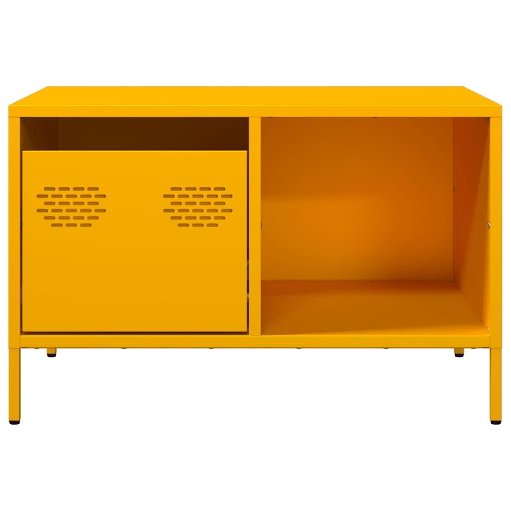 Mesa de centro (68,5 x 50 x 43,5 cm, acero con cajón estante patas regulables en altura, diseño industrial para salón, pasillo, dormitorio