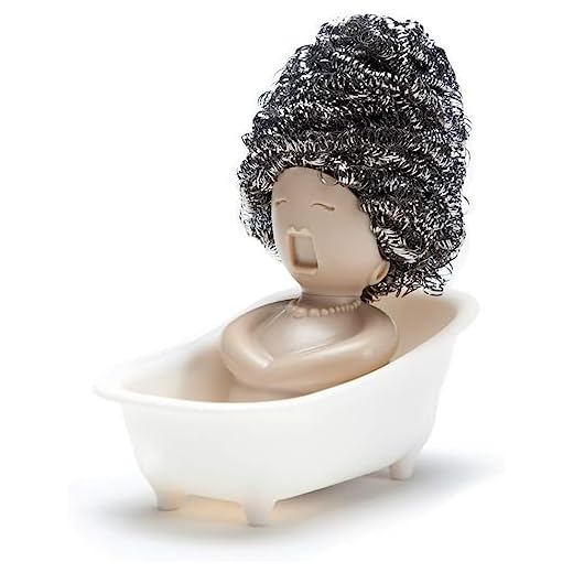 PELEG DESIGN - Soap Opera Sponge Holder for Kitchen Sink Cute & Funny Dish Scrubber Holder Kitchen Organizer- Includes 1 Metal Scrubber