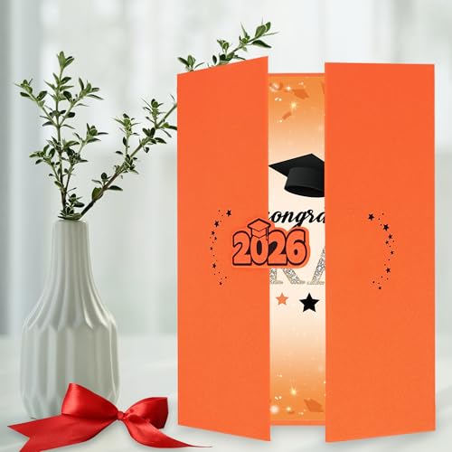 Image of Vlipoeasn 2PCS Graduation Guest Book Alternative, Orange Class of 2026 Party Decorations, Grad Signature Book for 2026 College High School, Unique Graduation Gifts for Friends