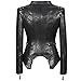 Fashion SX Womens Rivet Faux Leather Jacket Zipper Moto Biker Denim coat Motorcycle Outwear (M, Snake Black)