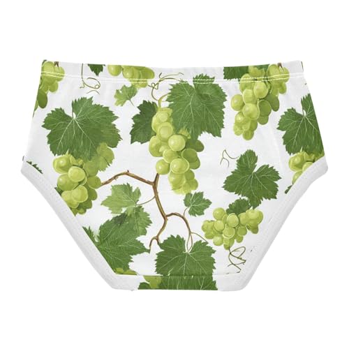 Wusikd Green Grapes Leaves Girls' Underwear Cotton Girls Briefs Soft Toddler Underwear 2T2
