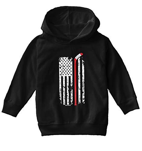 Red Line American Flag - Hockey Stick Toddler/Youth Fleece Hoodie