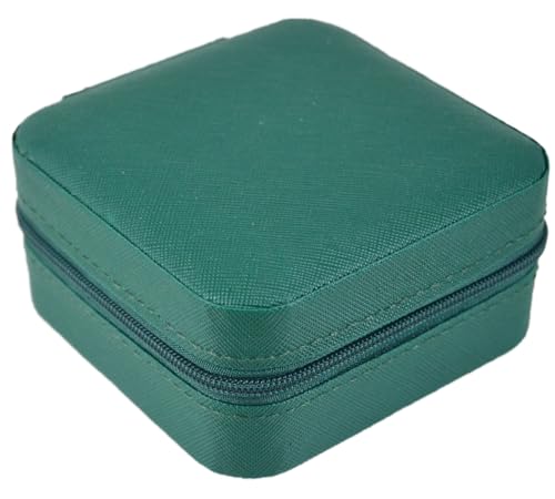 Image of Travel Jewelry Case Box Organizer with Mirror, Jewelry Storage,Green,1 Pcs