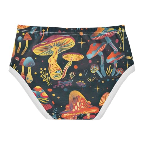Toddler Panties, Retro Mushroom Cotton Girls Underwear, 2T–8 Years2