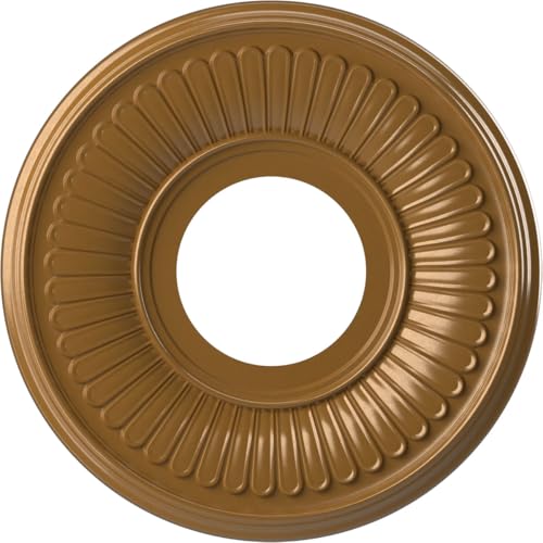 Image of Ekena Millwork CMP10BEDVG Berkshire Thermoformed PVC Ceiling Medallion (Fits Canopies up to 4 1 /2 inch), 10 inchOD x 3 1 /2 inchID x 3 /4 inchP, Universal Aged Metallic Vintage Gold